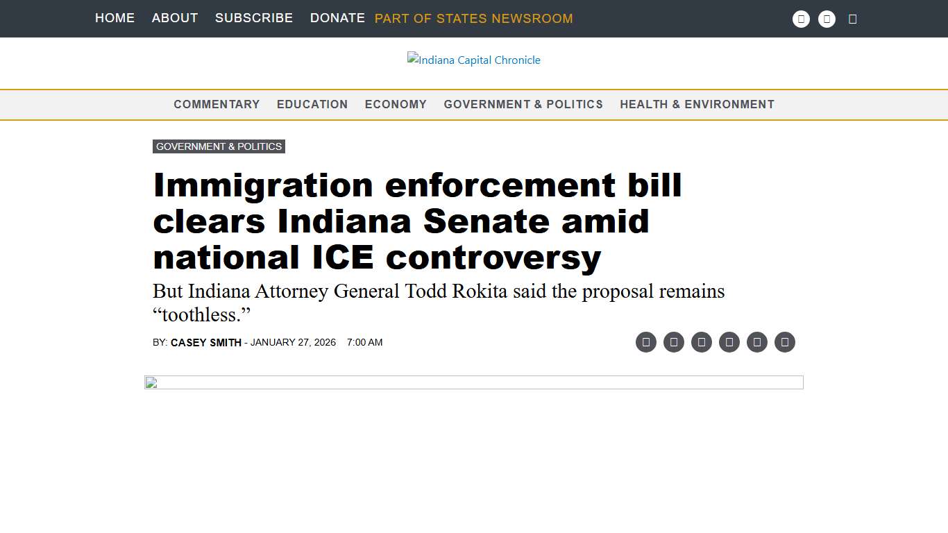 Immigration enforcement bill clears Indiana Senate amid national ICE controversy • Indiana Capital Chronicle