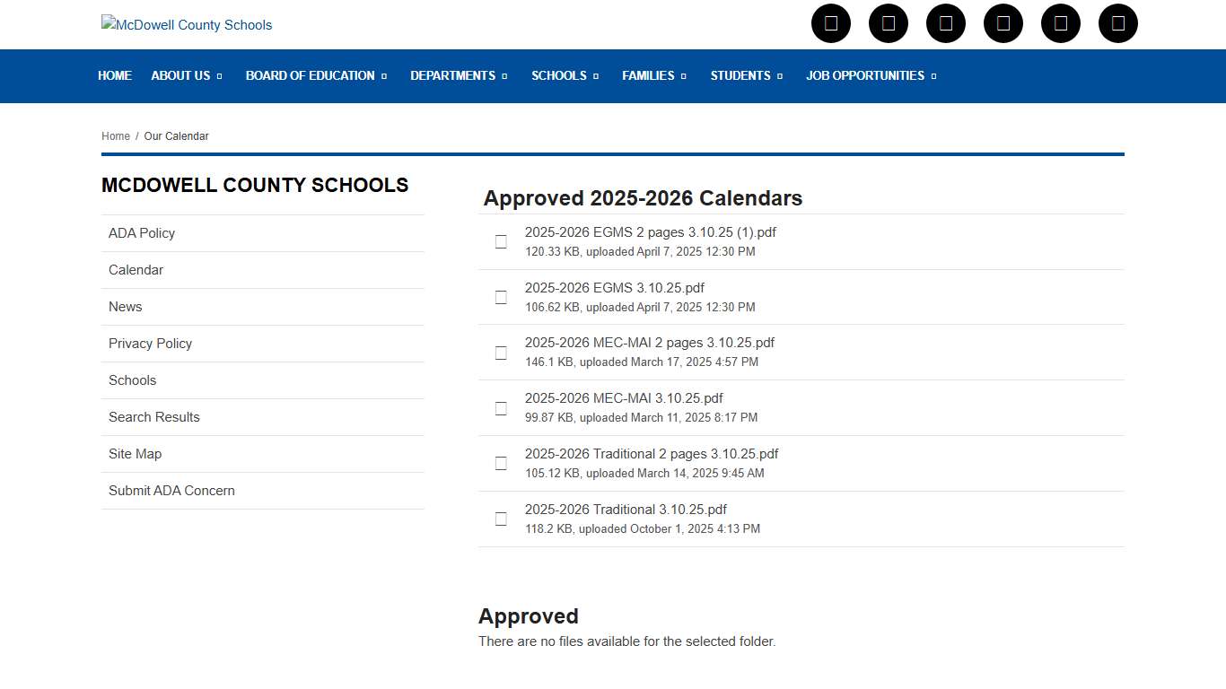 Our Calendar McDowell County Schools